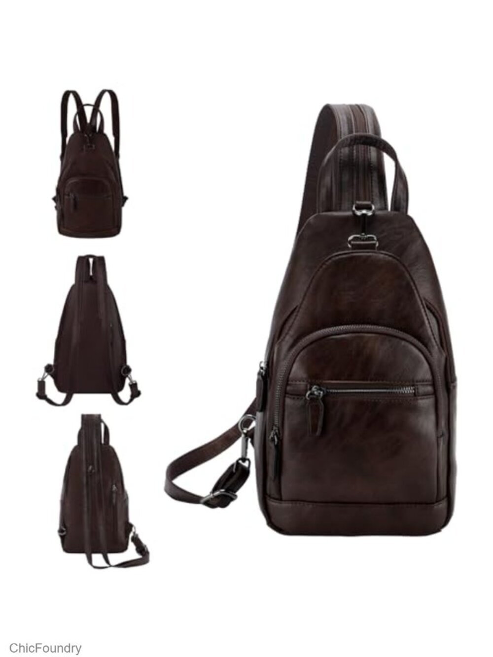 Sling Bag for Women Convertible Anti Theft Backpack Purse Faux Leather